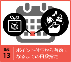 有効日設定：ポイント付与から有効になるまでの日数